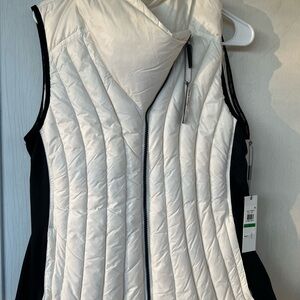 Stylish White and Black Quilted Vest